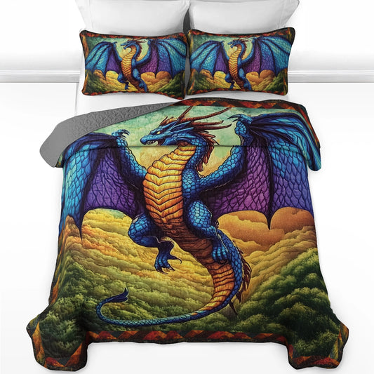 Shineful All Season Quilt 3-Piece Set - Dragon's Ascent