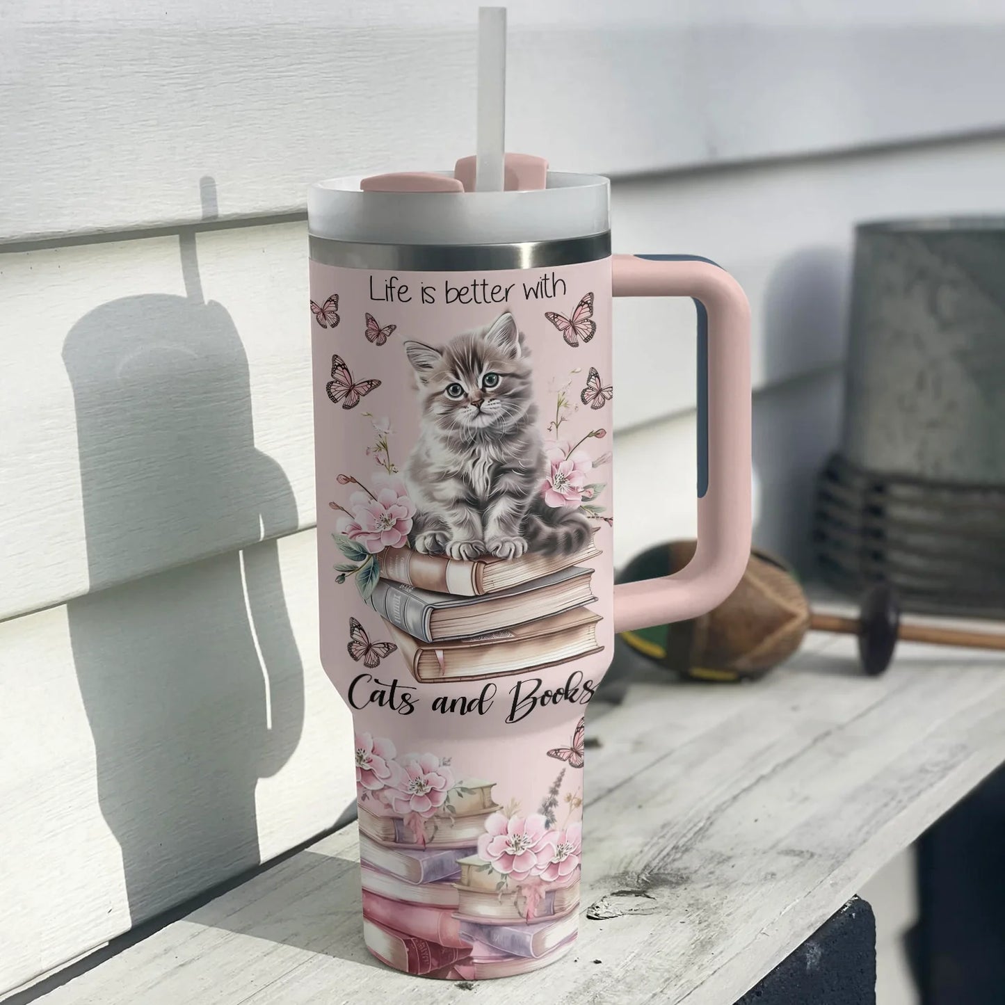 Shineful Tumbler Kitty's Literary Escape