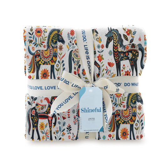 Shineful Fleece Blanket Horse Floral Pattern