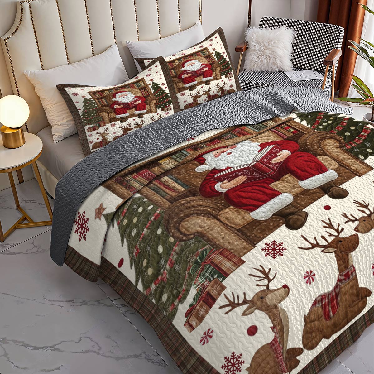 Shineful All Season Quilt 3-Piece Set - Santa's Cozy Storytime