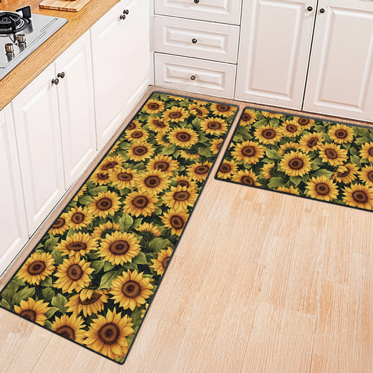 Shineful Ultra-Thin Non Skid Floor Mat, Kitchen Rugs Blooming Sunflower