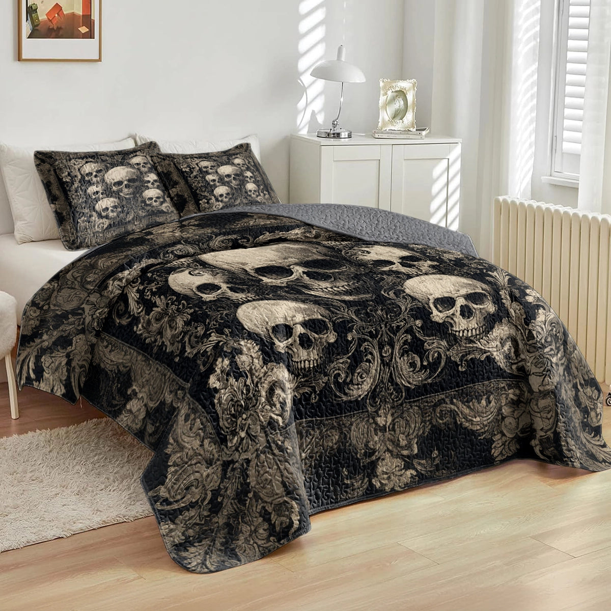 Shineful All Season Quilt 3-teiliges Set - Gothic Skull Majesty 