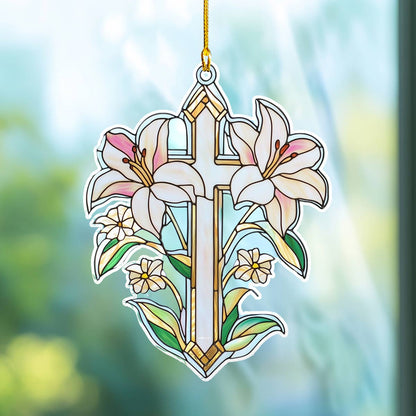 Shineful 2D Acrylic Ornament Faith & Lilies Stained