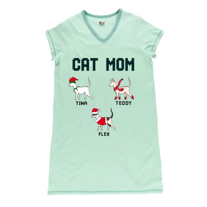 Cat Lovers Pajabears® Personalized Women V-Neck Nightshirt Better Life Walking Lv01 V-Neck