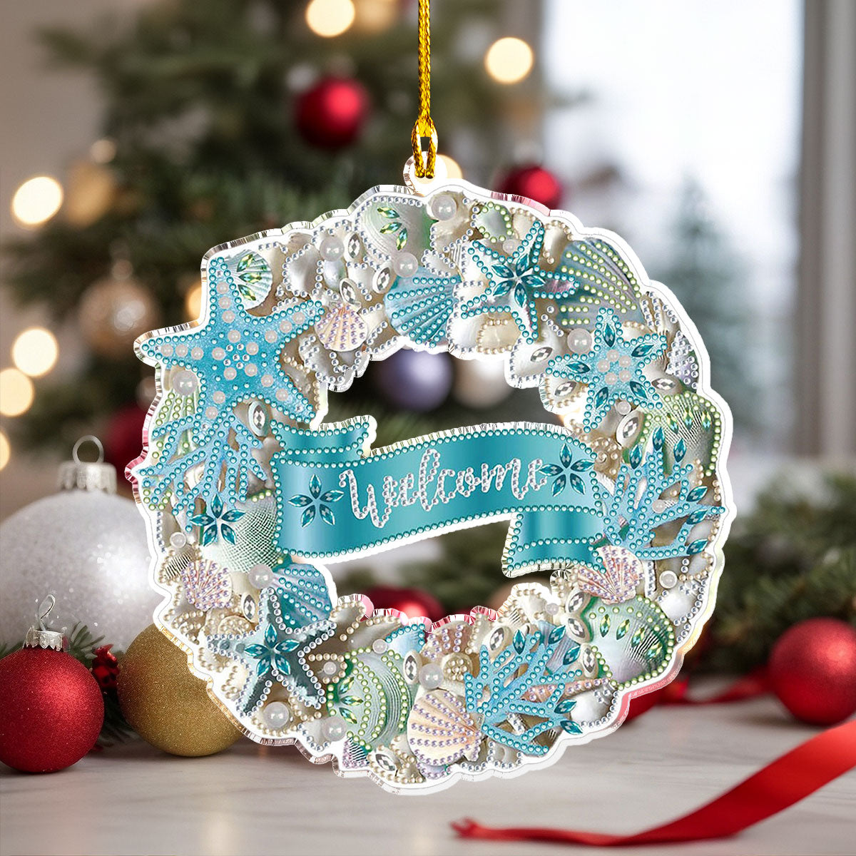 Shineful 2D Acrylic Ornament - Seaside Holiday Welcome Wreath