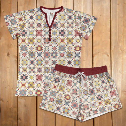 Shineful Pajama Shorts Cute Star Quilt