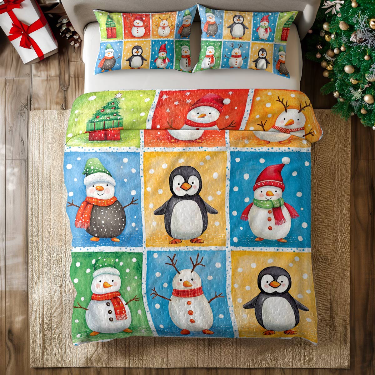 Shineful All Season Quilt 3-teiliges Set Cozy Penguins