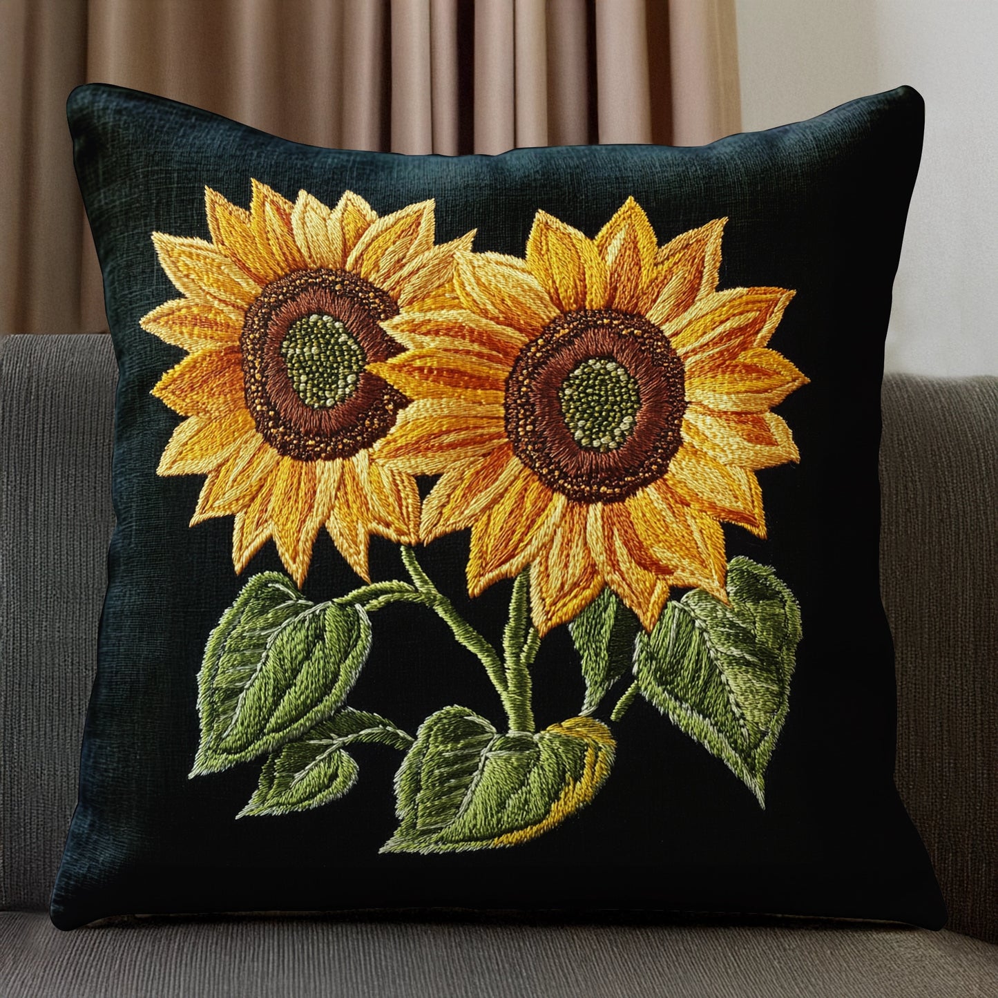 Coussin Shineful 2D imprimé à plat Tournesol doré brillant 