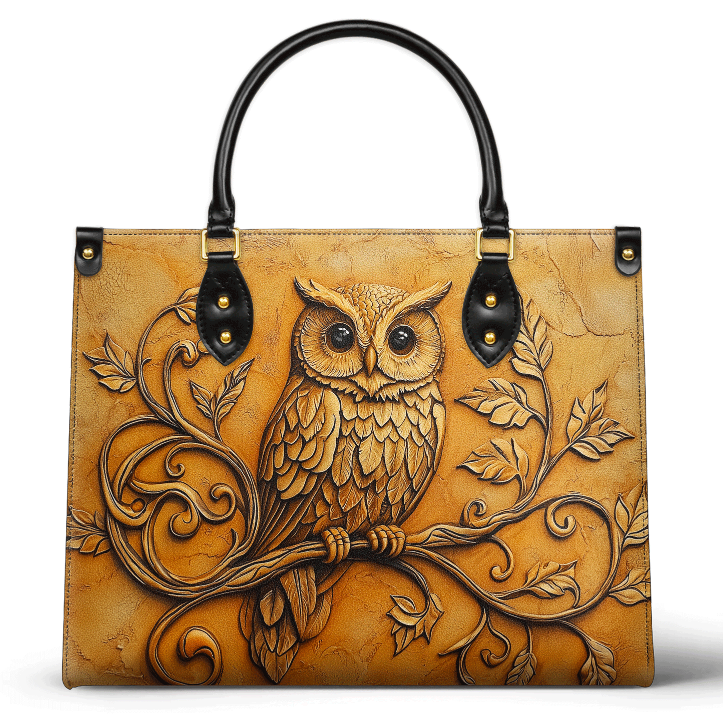 Shineful Leather Bag - Golden Grace Owl