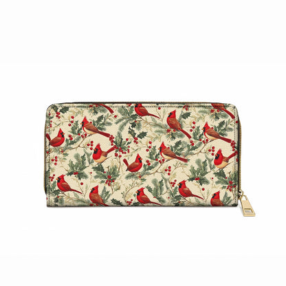 Shineful Leather Clutch Purse With Wristlet Strap Handle Winter Cardinal Harmony