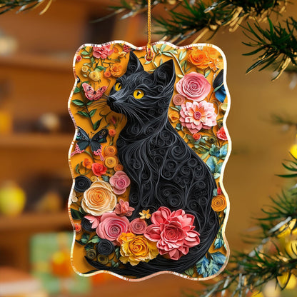 Shineful 2D Acrylic Ornament Black Cat Blooms