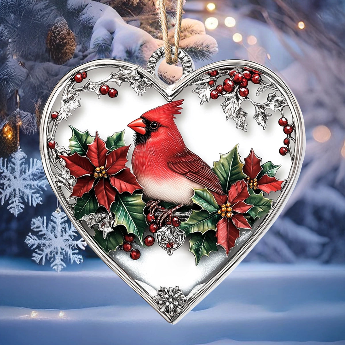 Shineful 2D Acrylic Ornament - Heartfelt Cardinal Joy