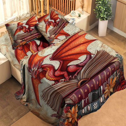 Shineful 4-Piece Bed Sheet Set Dragon Just One More Chapter