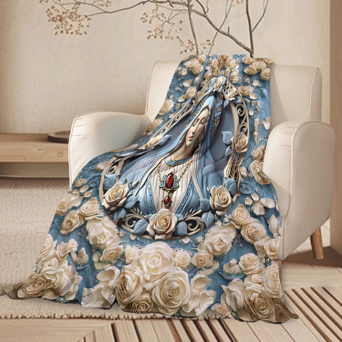 Shineful Fleece Blanket Blessed Virgin Mary