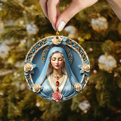 Shineful 2D Acrylic Ornament Graceful Virgin Mary Roses