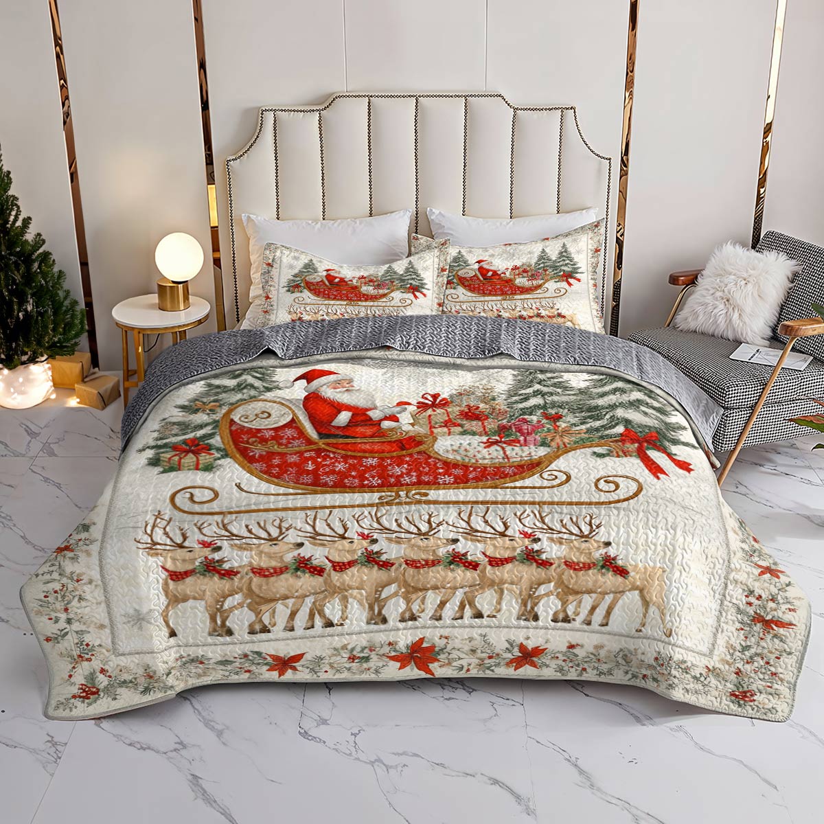 Shineful All Season Quilt 3-Piece Set Gentle Christmas Holiday