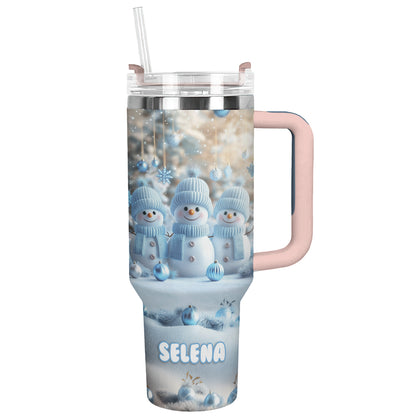 Shineful Tumbler Personalized Cute Snowman Triplet