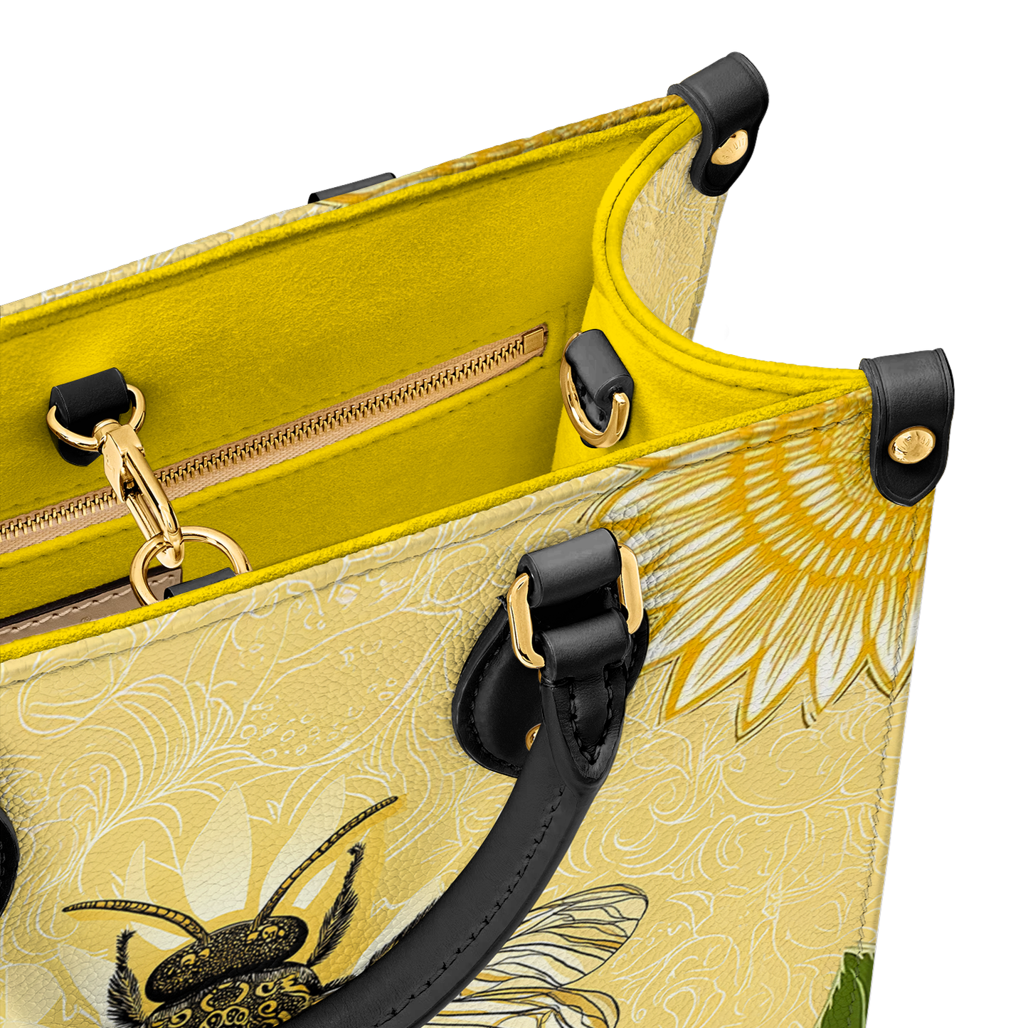 Glänzende Ledertasche Bee &amp; Sunflower Luxe