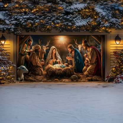 Shineful Garage Door Banner Decoration The Holy Family's Sacred Night