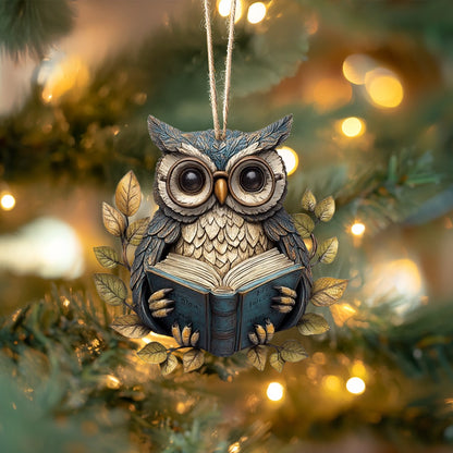 Shineful Acrylic Ornament Wise Woodland Owl Reading