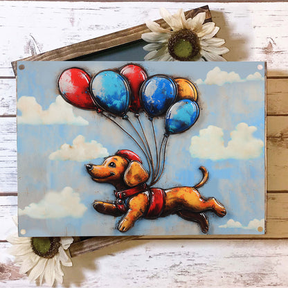 Shineful 2D Metal Sign Flying Dachshund