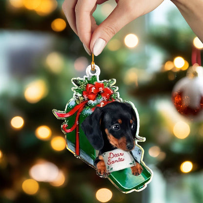 Shineful 2D Acrylic Ornament Santa’s Little Helper Dachshund