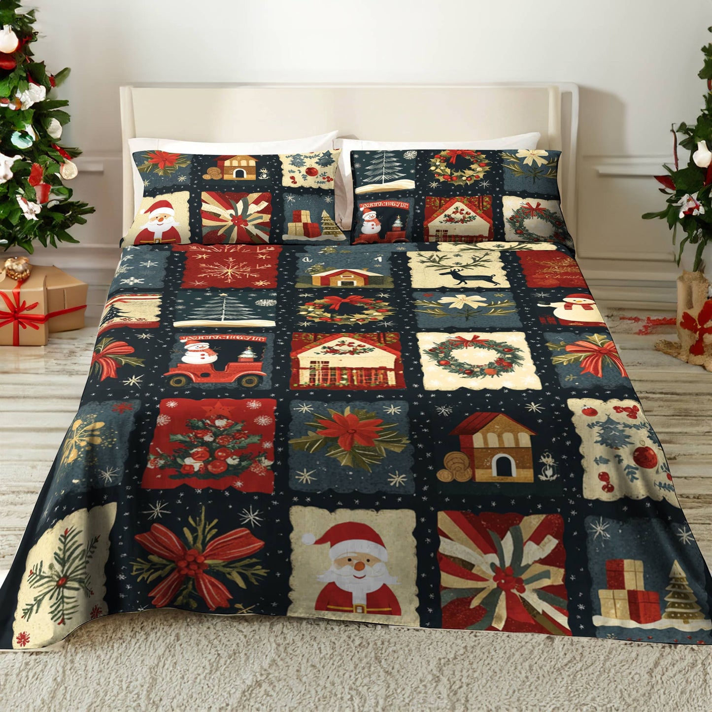 Shineful 4-Piece Bed Sheet Set Christmas Vibe