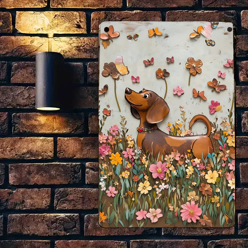 Shineful 2D Metal Sign Dachshund Meadow Bliss