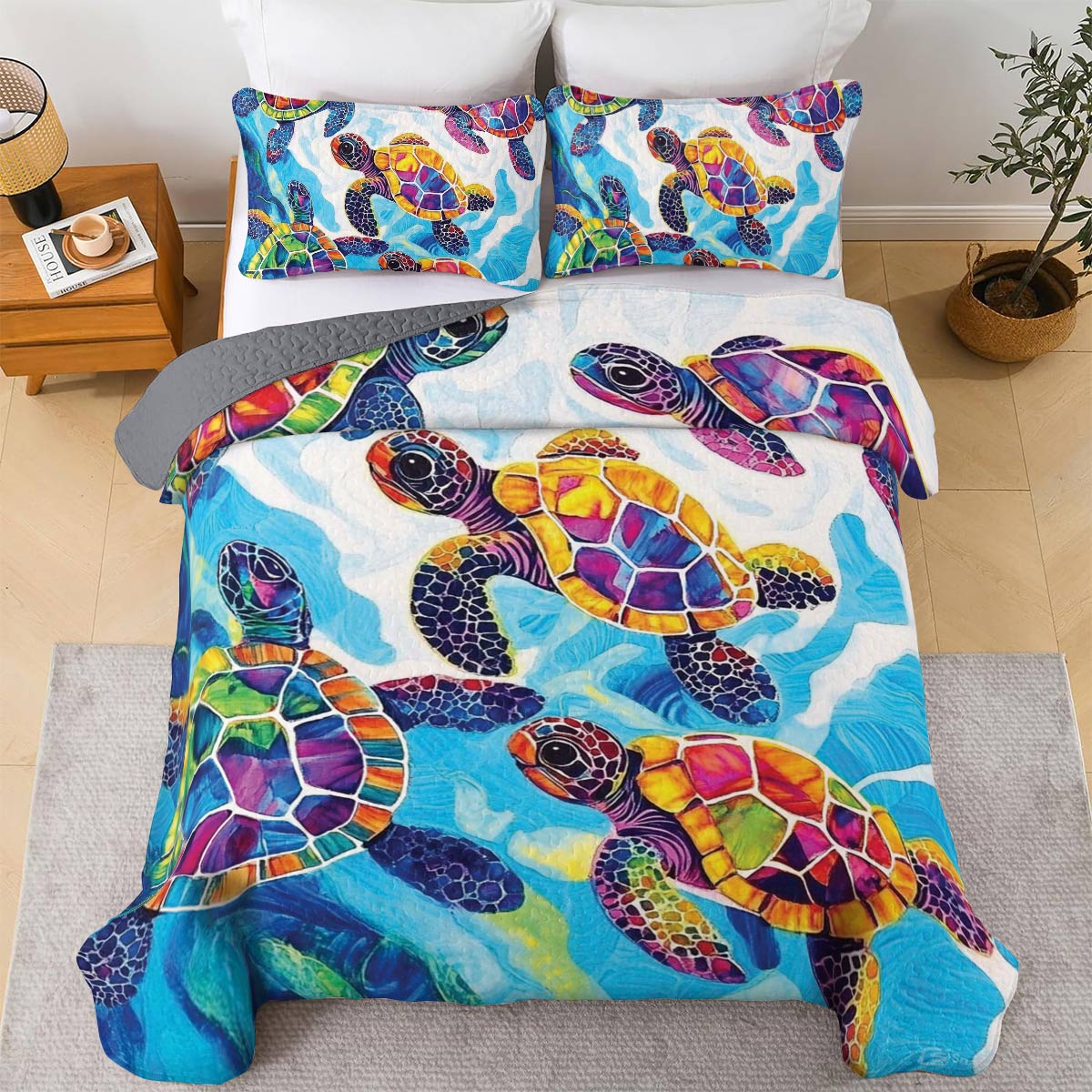 Shineful All Season Quilt 3-Piece Set Sea Turtle Snuggle