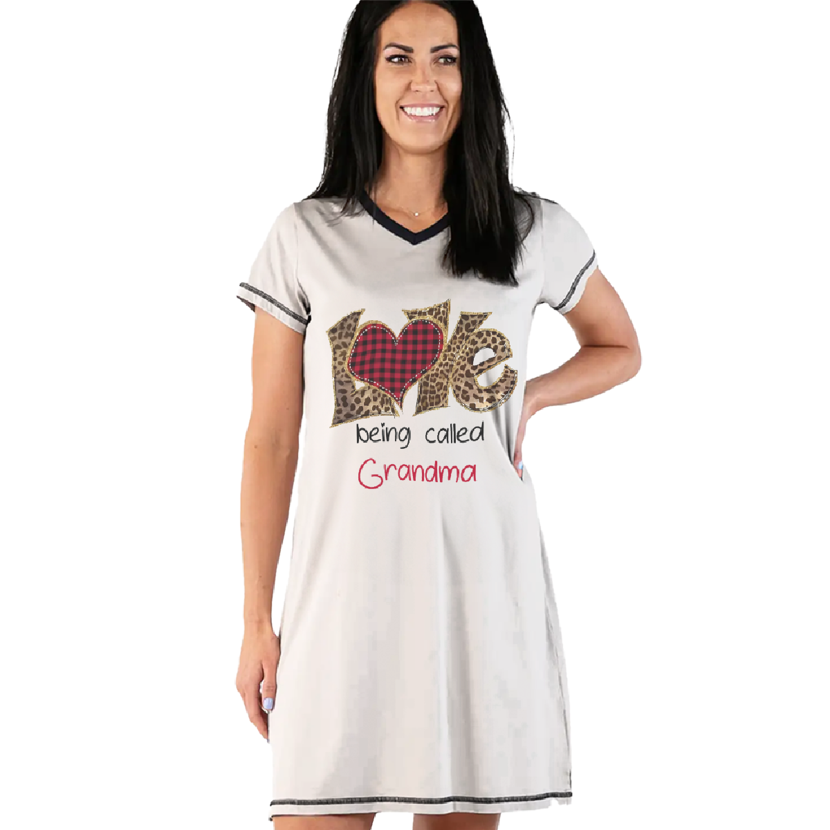 Grandma Pajabears® Personalized Women V-Neck Nightshirt Love Being Called Lv01 V-Neck Women’s