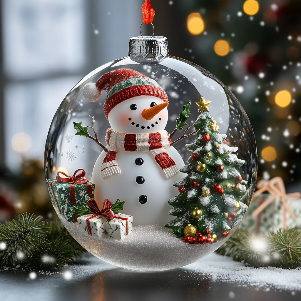 Shineful 2D Acrylic Ornament Snowman Christmas Ball