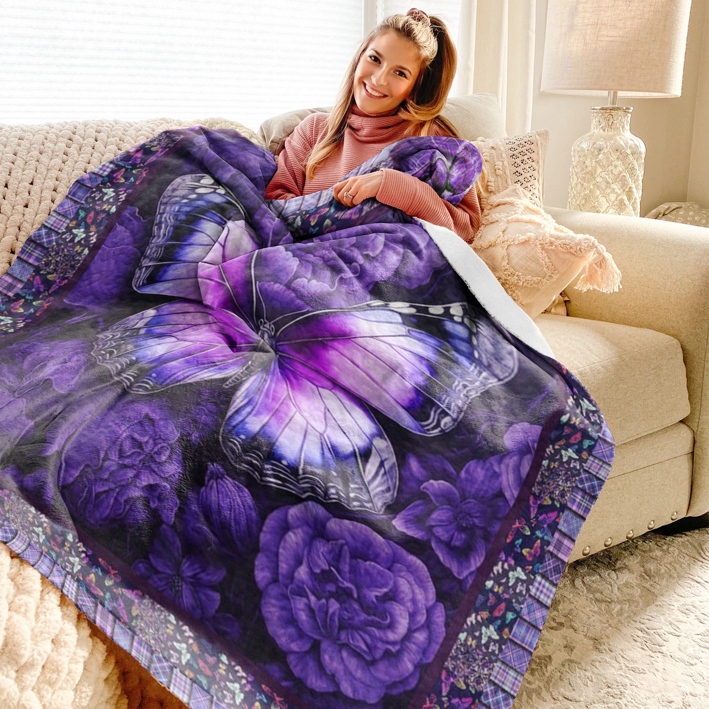 Shineful Fleece Blanket Butterfly Bliss Purple