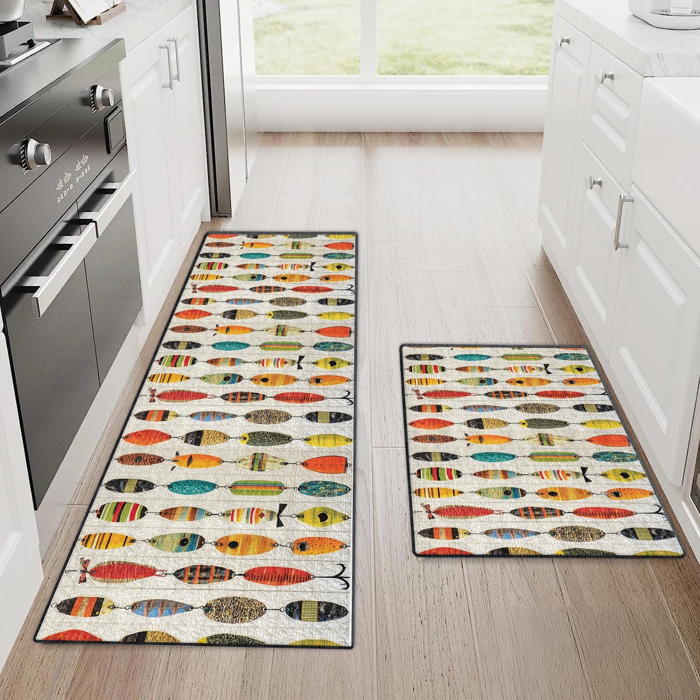 Shineful Ultra-Thin Non Skid Floor Mat, Kitchen Rugs Fishing Big Catch