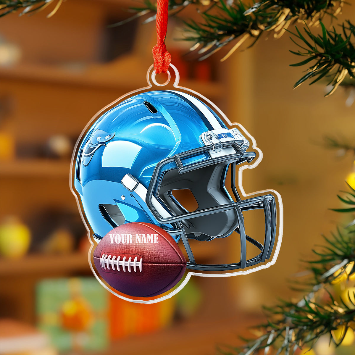 Shiny 2D Acryl Ornament personalisierte American Football Helm und Ball