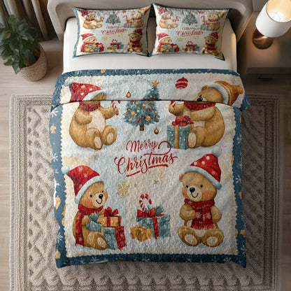 Shineful All Season Quilt 3-Piece Set - Merry Bear Christmas