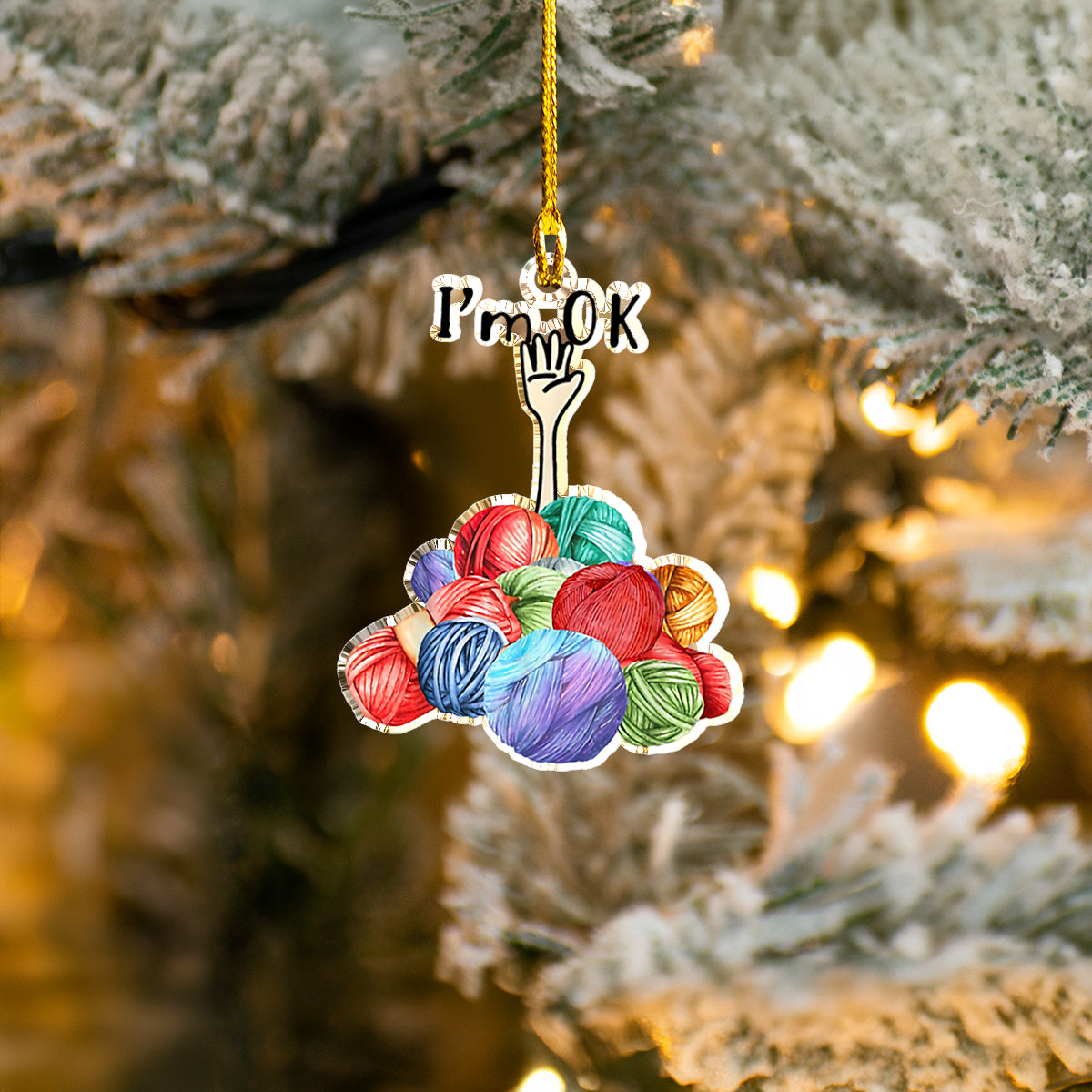 Glänzendes Acrylornament „Stricken Weihnachten“