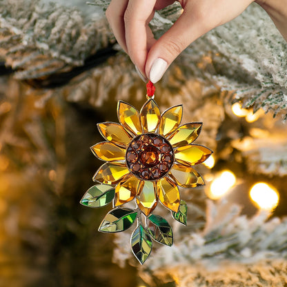 Glänzendes 2D Acrylornament Sonnenblume Goldene Strahlen der Freude 