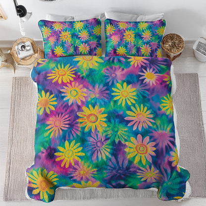 Shineful All Season Quilt 3-Piece Set - Groovy Bloom