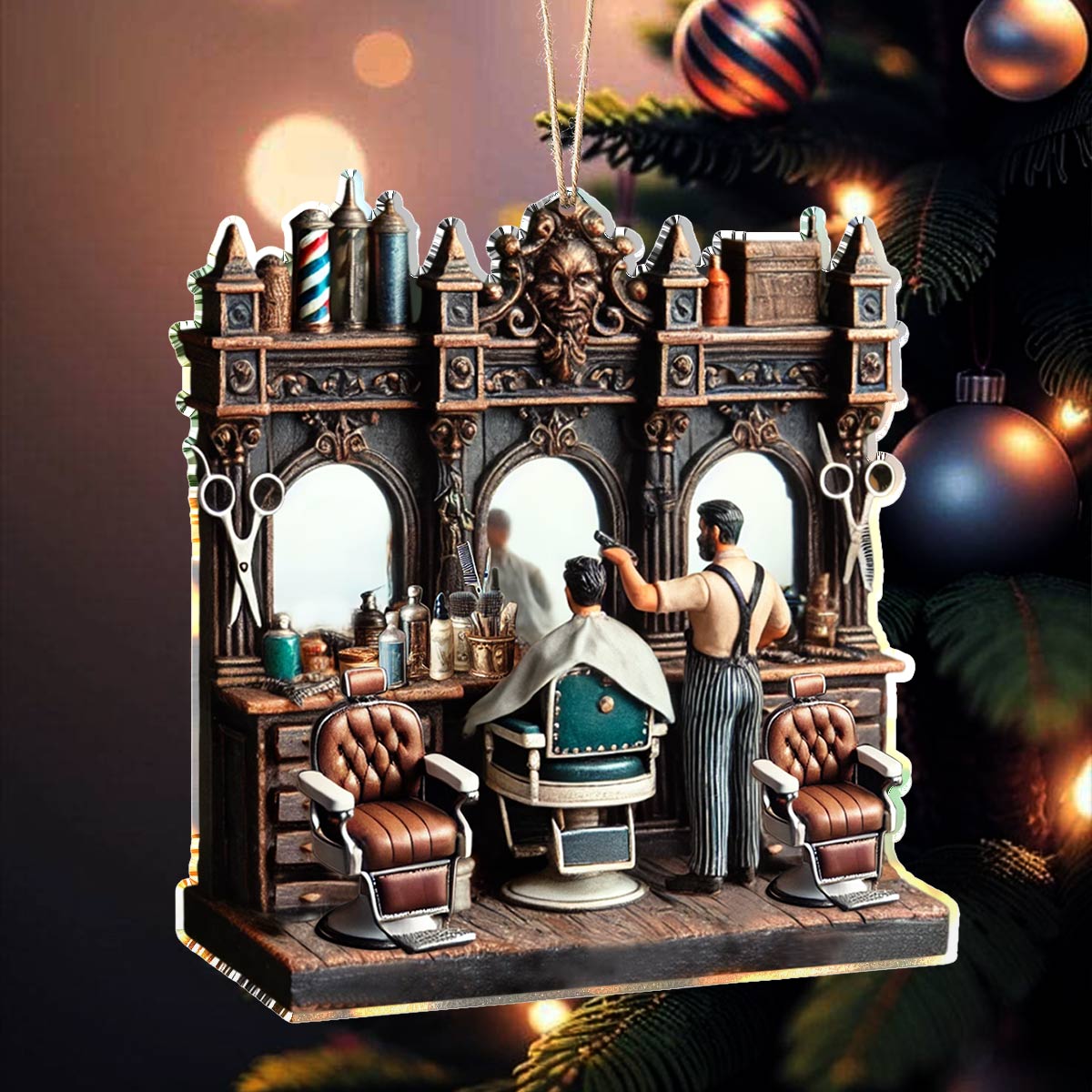 Shineful 2D Acrylic Ornament Barber Shop