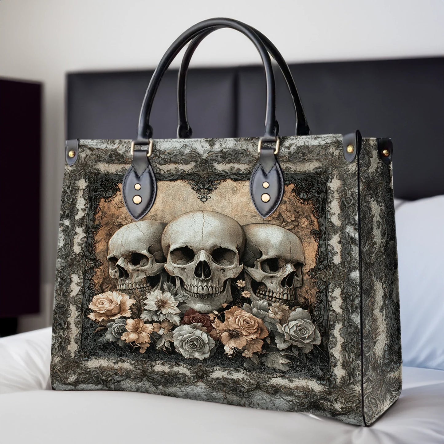 Shineful Leather Bag Ethereal Skull Garden