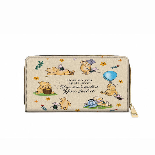 Shineful Leather Clutch Purse With Wristlet Strap Handle Pooh The Love