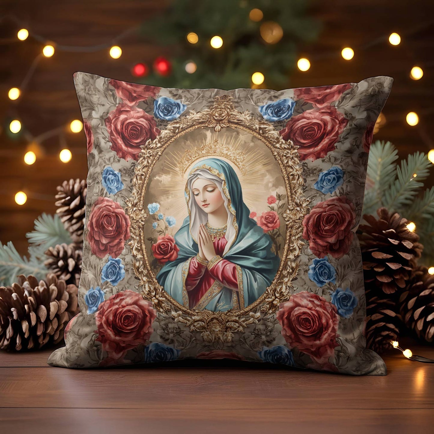 Housse de coussin, taie d'oreiller, taies d'oreiller imprimées en 2D brillantes Heavenly Rose and Mary