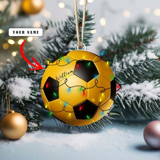 Glänzendes 2D-Acryl-Ornament - Personalisiertes Fußball-Weihnachten