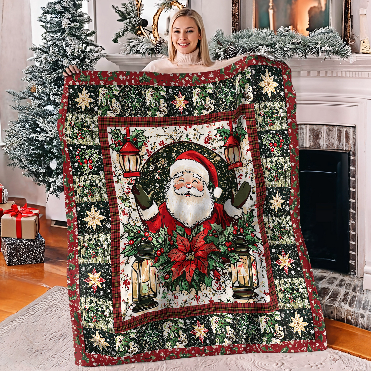 Shineful Fleece Blanket Christmas Santa’s Holiday Cheer