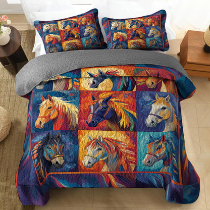 Shineful All Season Quilt 3-Piece Set - Majestic Horse Spirit