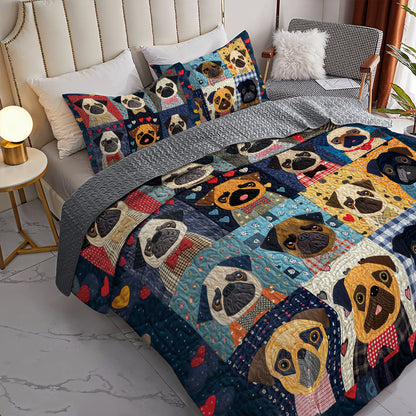 Shineful All Season Quilt 3-teiliges Set Stylish Pug 