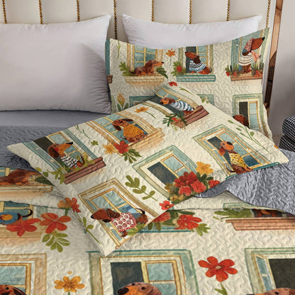 Shineful All Season Quilt 3-Piece Set Dachshund windows