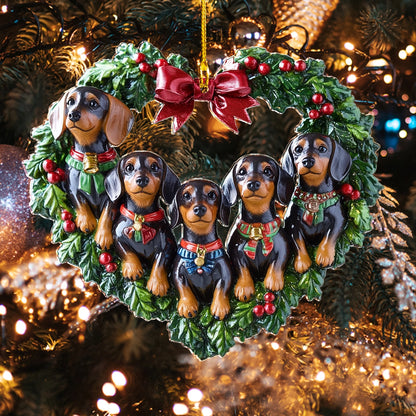 Shineful 2D Acrylic Ornament Dachshund Family Christmas Wreath