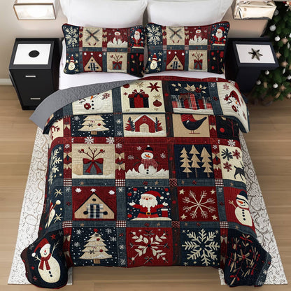 Shineful All Season Quilt 3-Piece Set Happy Christmas Wishes