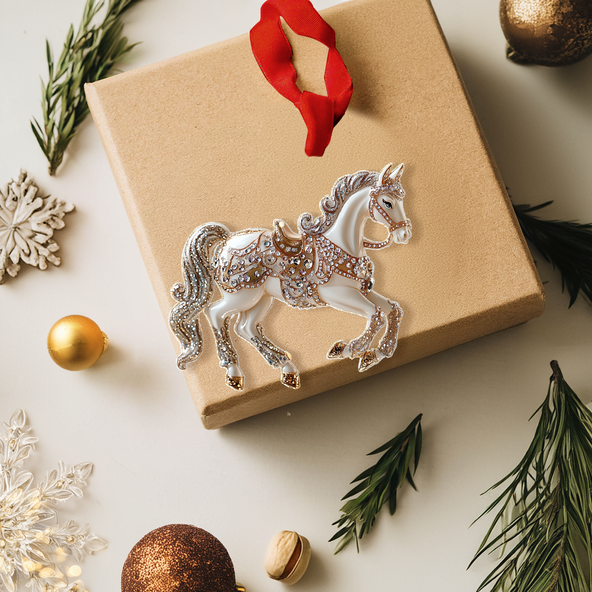 Shineful 2D Acrylic Ornament - Ivory Horse Grace